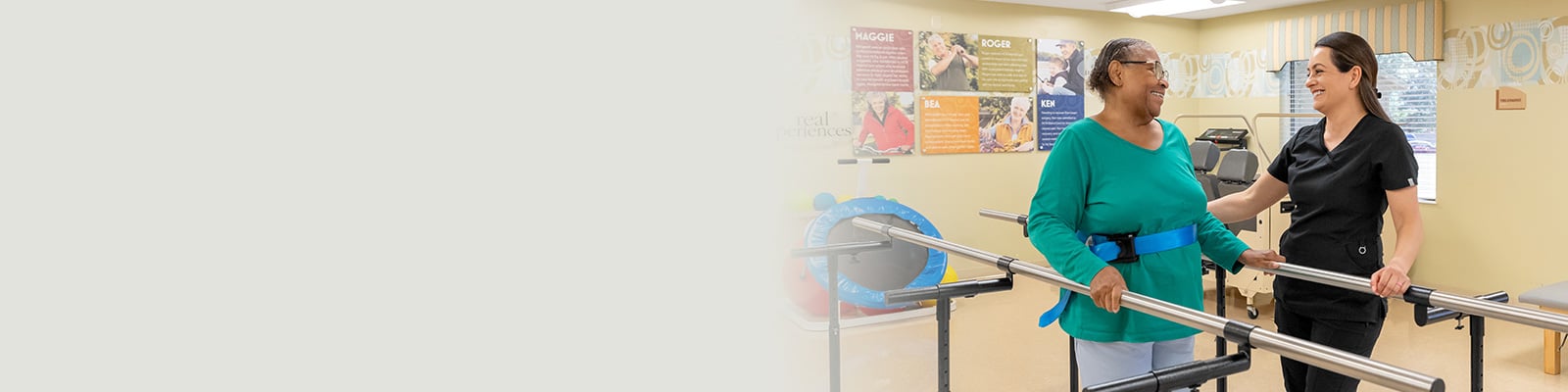 A therapist helping a woman walk