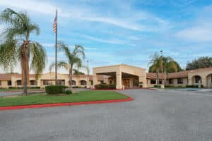 hemet hills post acute front exterior of building with palm trees